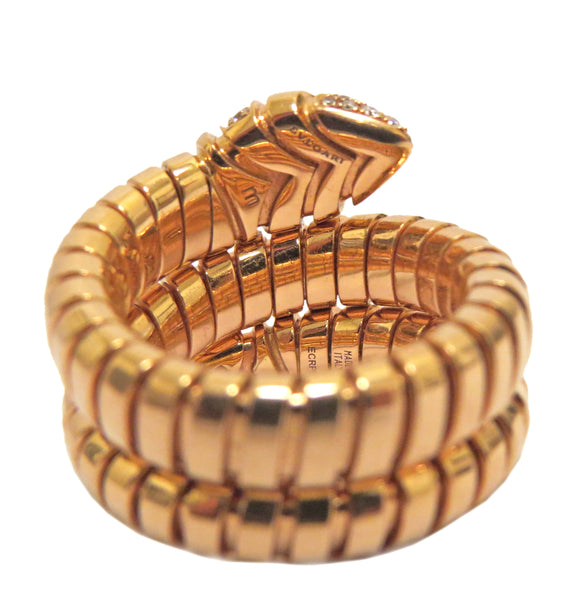 Bulgari Serpenti Tubogas Gold Double Spiral Diamond Ring
