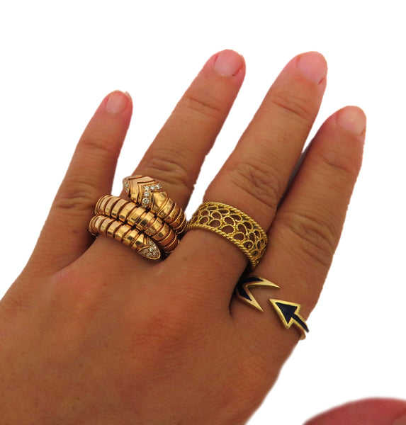 Bulgari Serpenti Tubogas Gold Double Spiral Diamond Ring