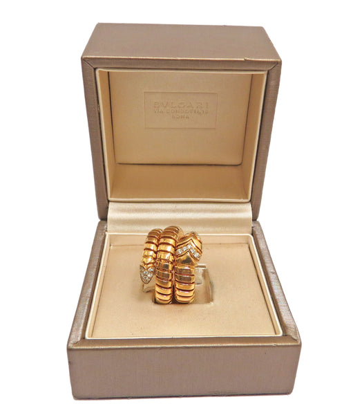 Bulgari Serpenti Tubogas Gold Double Spiral Diamond Ring
