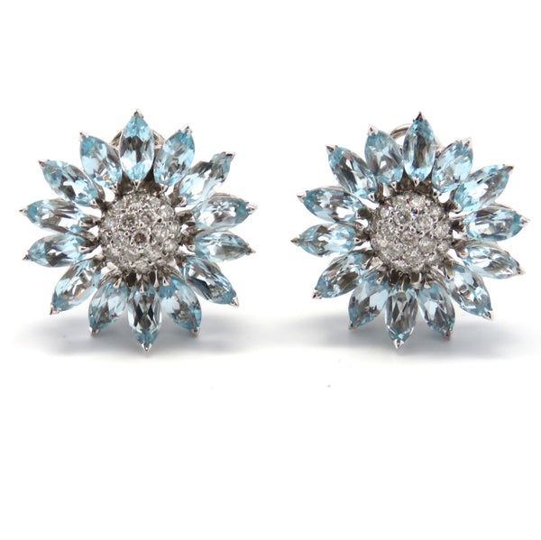 Asprey Aquamarine Diamond Daisy Earrings