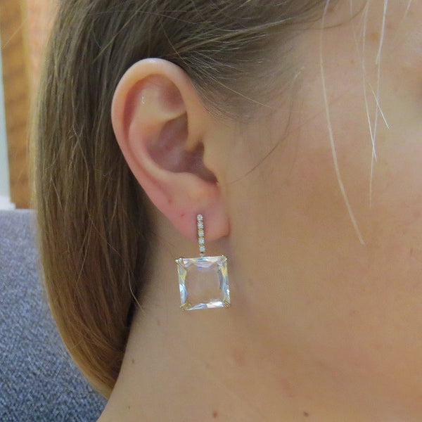 H. Stern Cobblestone Gold Diamond Crystal Quartz Earrings