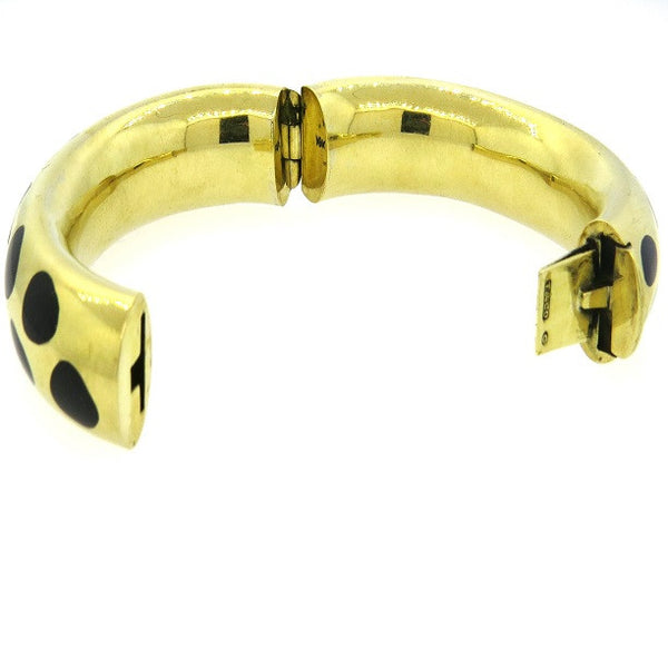 Tiffany & Co Angela Cummings Gold Black Jade Bangle Bracelet
