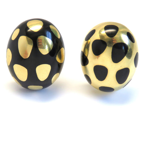 Tiffany & Co Angela Cummings Gold Positive Negative Black Jade Earrings