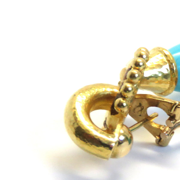 Elizabeth Locke Gold Turquoise Drop Earrings