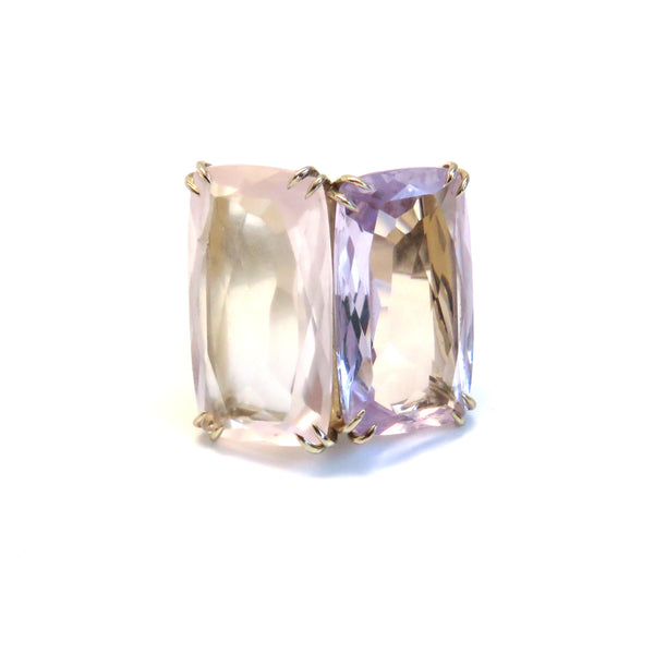H. Stern Cobblestone Rose Quartz Amethyst Gold Diamond Ring
