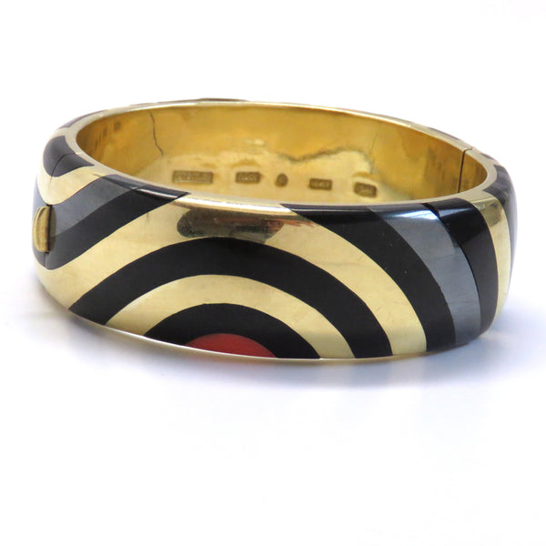 1980s Tiffany & Co Angela Cummings Coral Hematite Onyx Gold Bracelet