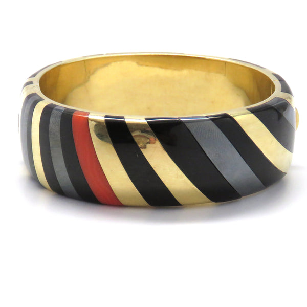 1980s Tiffany & Co Angela Cummings Coral Hematite Onyx Gold Bracelet