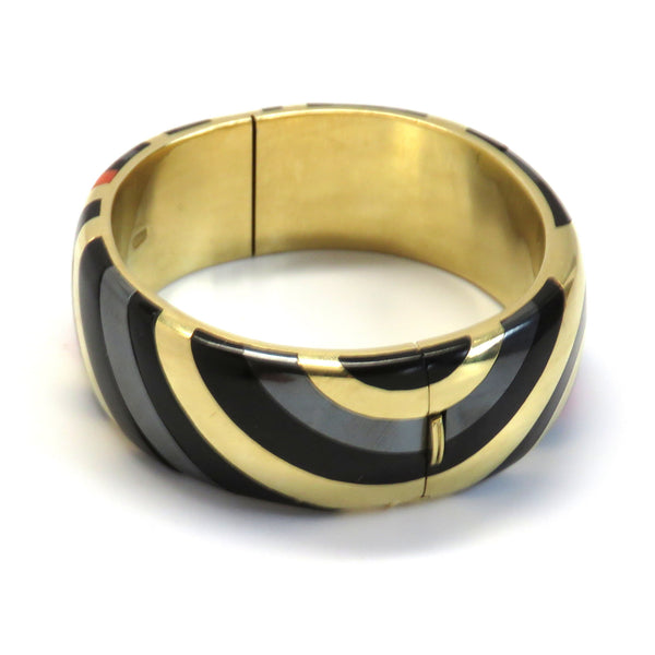 1980s Tiffany & Co Angela Cummings Coral Hematite Onyx Gold Bracelet