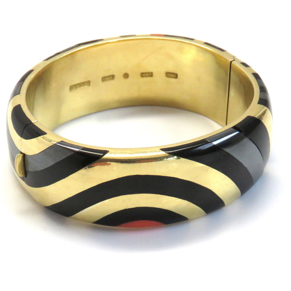1980s Tiffany & Co Angela Cummings Coral Hematite Onyx Gold Bracelet