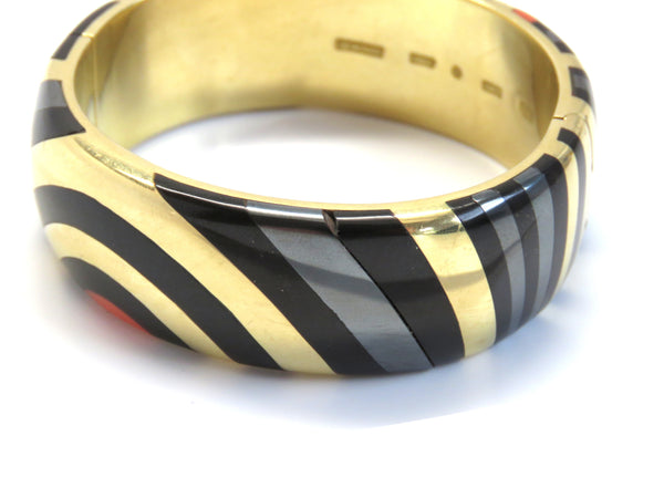 1980s Tiffany & Co Angela Cummings Coral Hematite Onyx Gold Bracelet