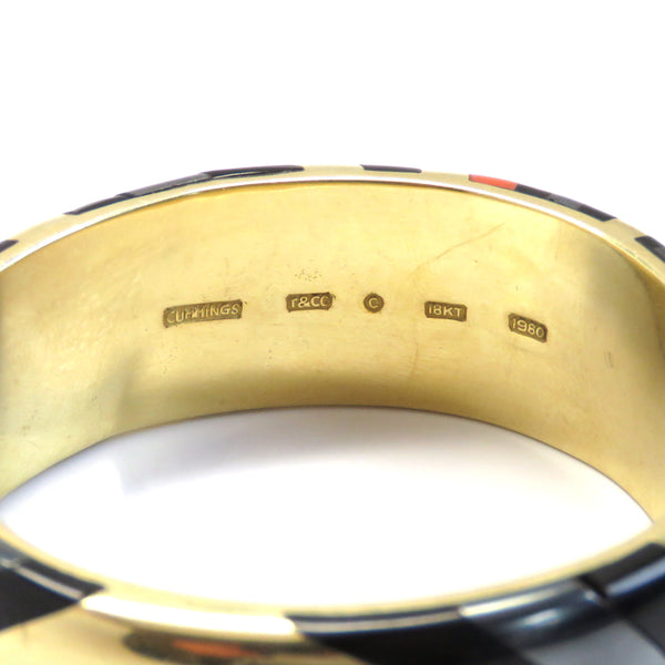 1980s Tiffany & Co Angela Cummings Coral Hematite Onyx Gold Bracelet