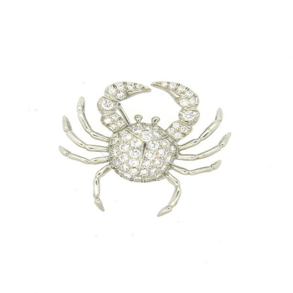 Tiffany & Co Platinum 1.10ctw Diamond Crab Brooch Pin Pendant