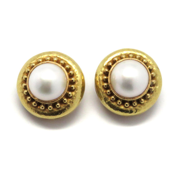 Elizabeth Locke Gold Mabe Pearl Earrings