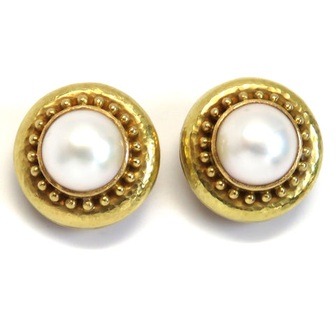 Elizabeth Locke Gold Pearl Earrings