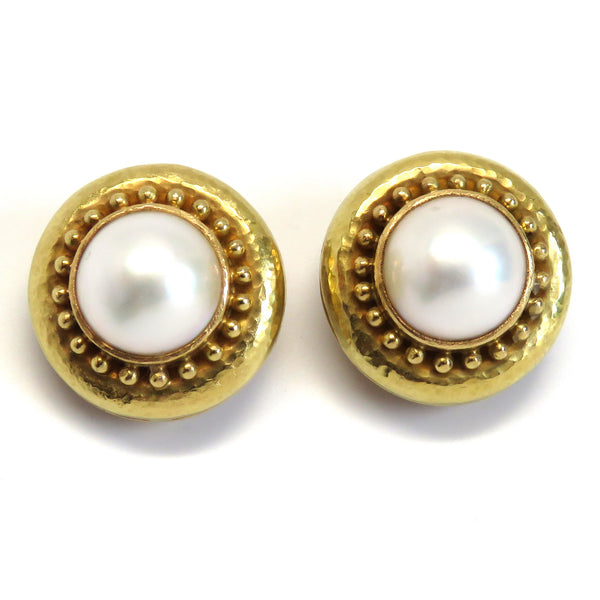 Elizabeth Locke Gold Mabe Pearl Earrings