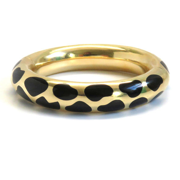 Tiffany & Co Gold Black Jade Bangle Bracelet