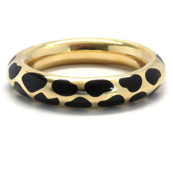 Tiffany & Co Gold Black Jade Bangle Bracelet