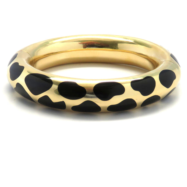 Tiffany & Co Gold Black Jade Bangle Bracelet