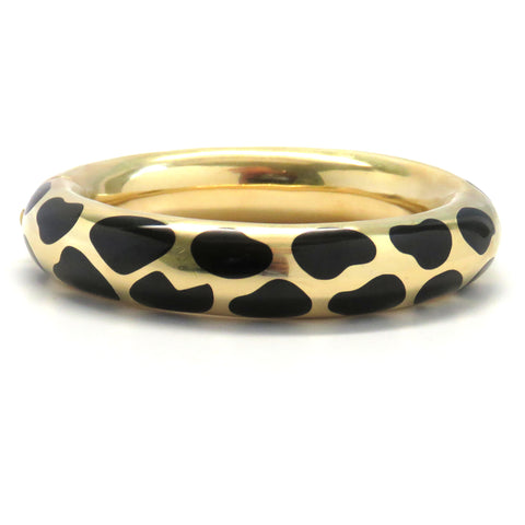 Tiffany & Co Gold Black Jade Bangle Bracelet