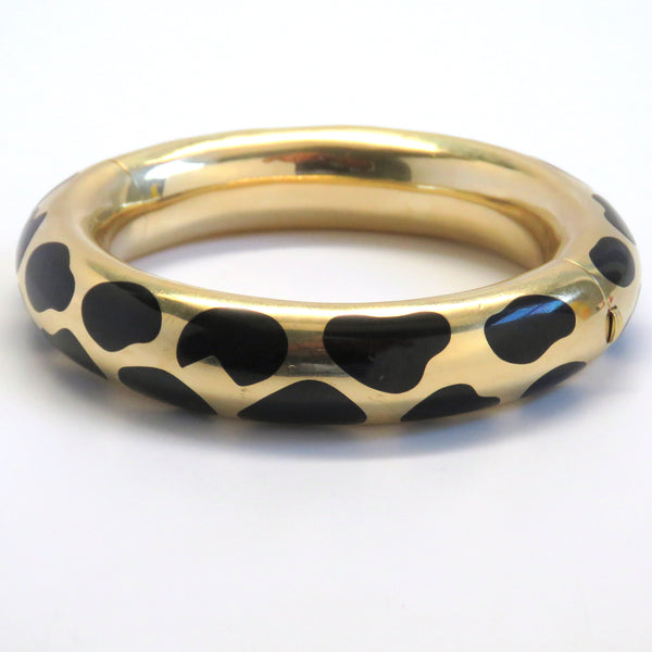 Tiffany & Co Gold Black Jade Bangle Bracelet