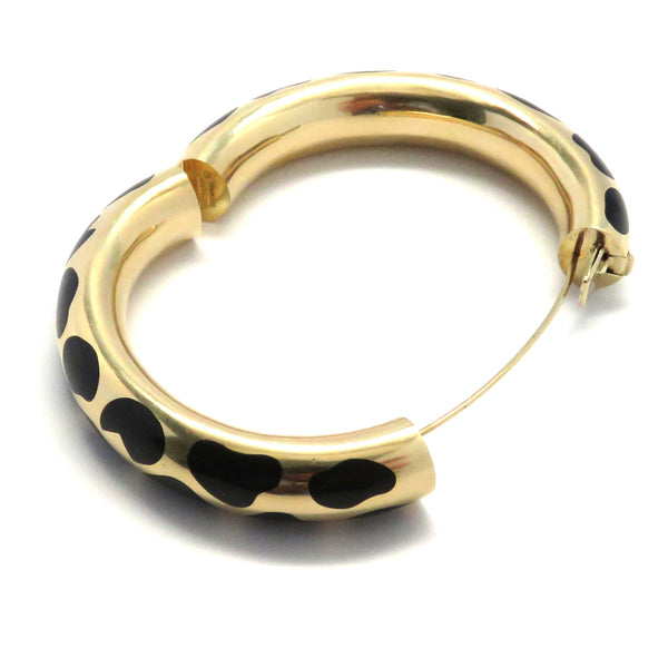 Tiffany & Co Gold Black Jade Bangle Bracelet