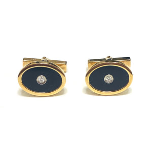 Tiffany & Co Gold Onyx Diamond Cufflinks