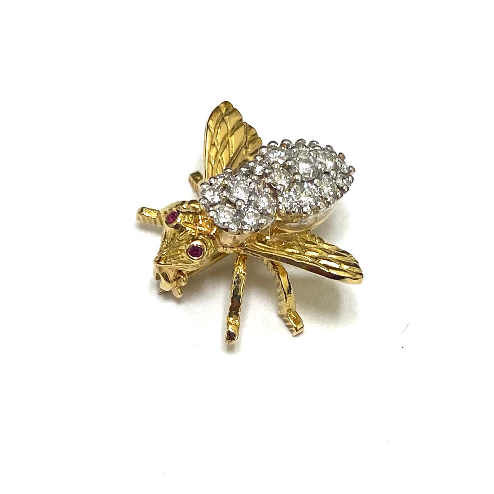 Herbert Rosenthal Gold Diamond Ruby Bee Pin