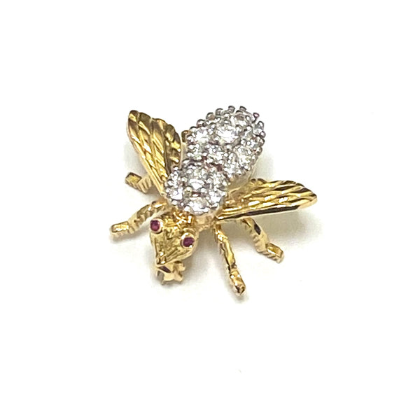 Herbert Rosenthal Gold Diamond Ruby Bee Pin
