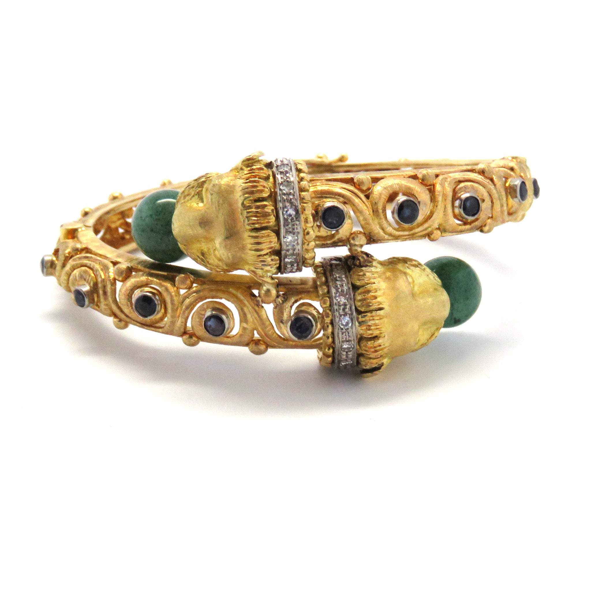 Zolotas Gold Diamond Sapphire Nephrite Bracelet