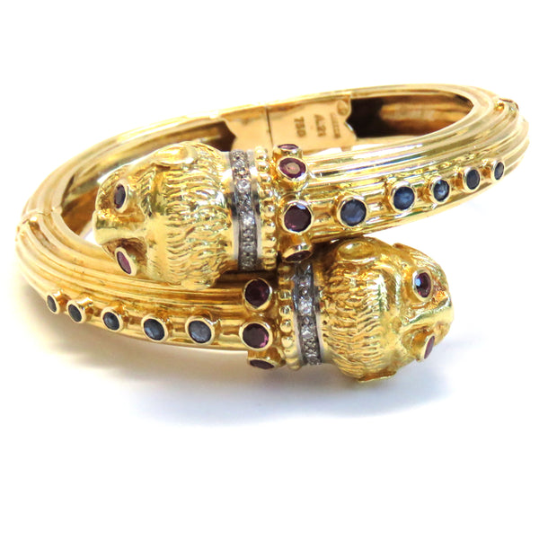 Ilias Lalaounis Gold Gemstone Bangle Bracelet