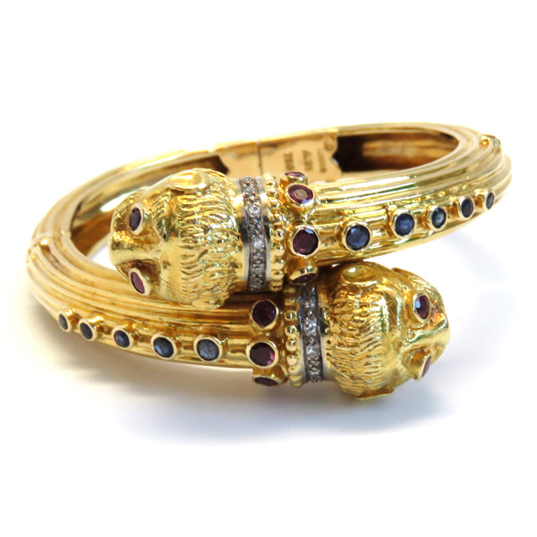 Ilias Lalaounis Gold Gemstone Bangle Bracelet