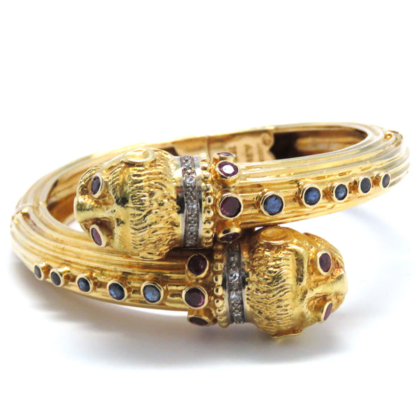 Ilias Lalaounis Gold Gemstone Bangle Bracelet