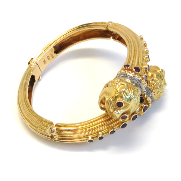 Ilias Lalaounis Gold Gemstone Bangle Bracelet