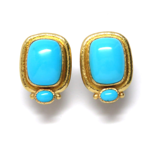 Elizabeth Locke Gold Turquoise Earrings
