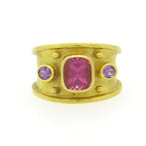 Elizabeth Locke 19k Gold Pink Purple Spinel Ring