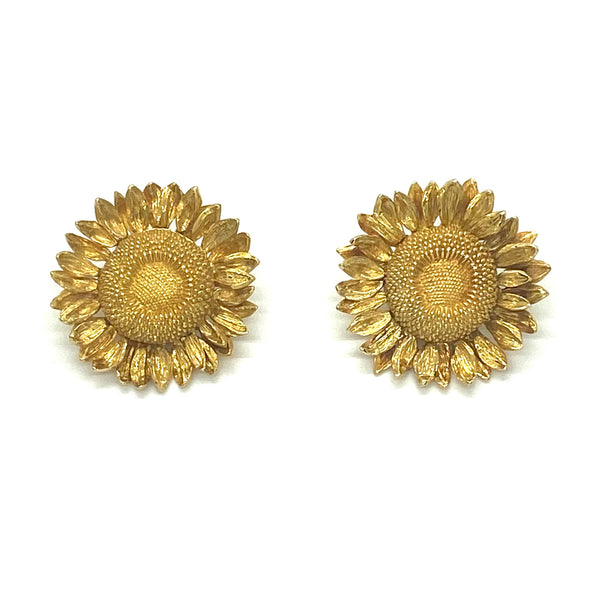 Asprey Gold Large Sunflower Earrings