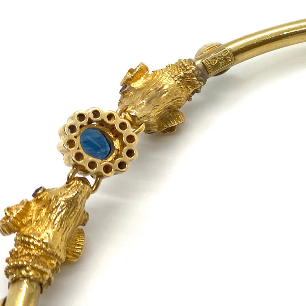 Vintage Ilias Lalaounis Gold Sapphire Diamond Ruby Ram's Head Necklace