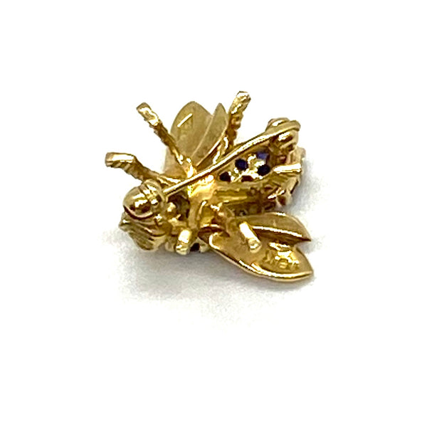 Herbert Rosenthal Gold Sapphire Diamond Ruby Bee Pin