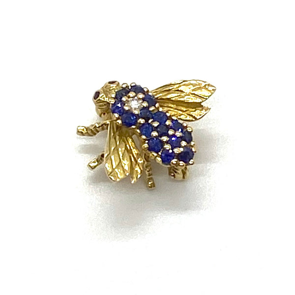 Herbert Rosenthal Gold Sapphire Diamond Ruby Bee Pin