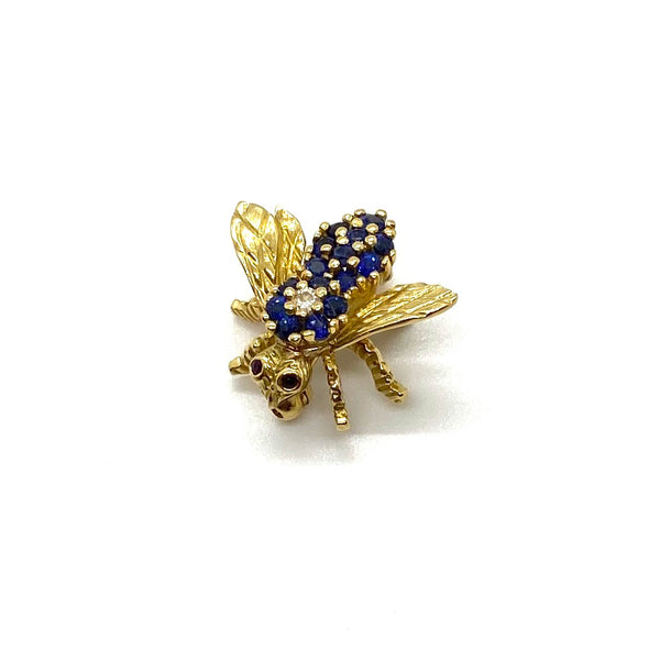 Herbert Rosenthal Gold Sapphire Diamond Ruby Bee Pin