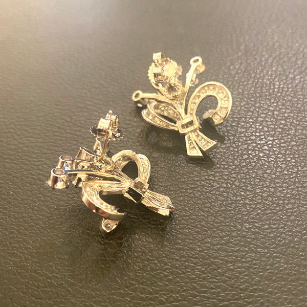 Mid-Century Platinum 4 Carat Diamond Earrings