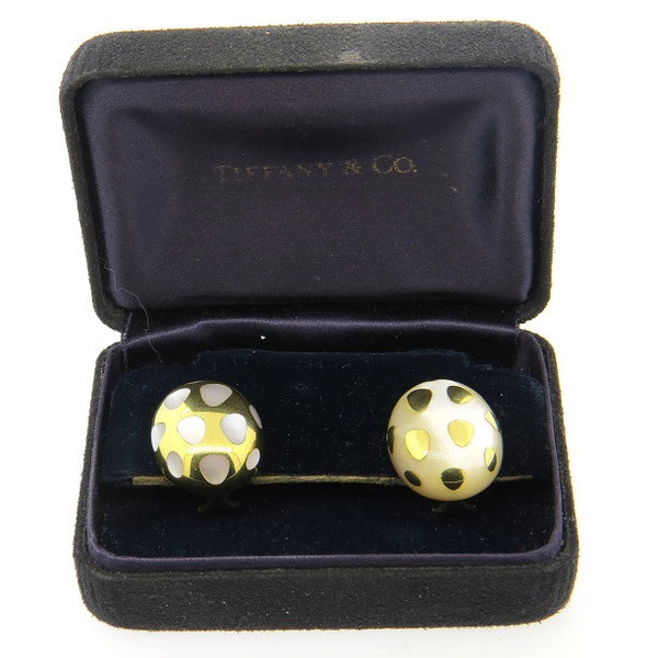 Angela Cummings For Tiffany & Co Gold Positive Negative Mother of Pearl Earrings