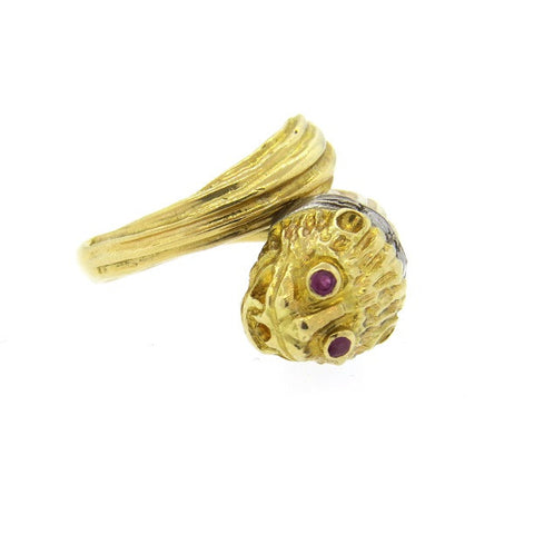 Ilias Lalaounis Gold Diamond Ruby Chimera Ring