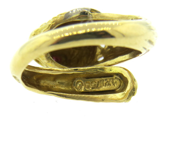 Ilias Lalaounis Gold Diamond Ruby Chimera Ring