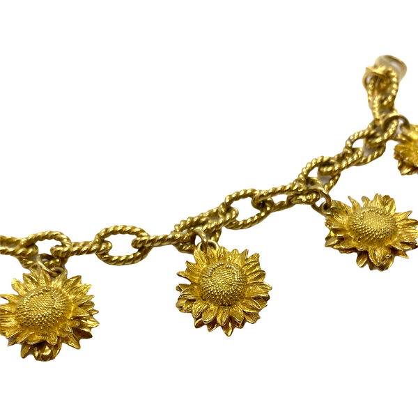 Asprey Gold Sunflower Charm Bracelet