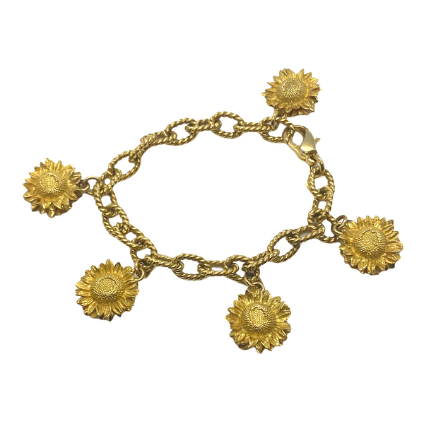 Asprey Gold Sunflower Charm Bracelet