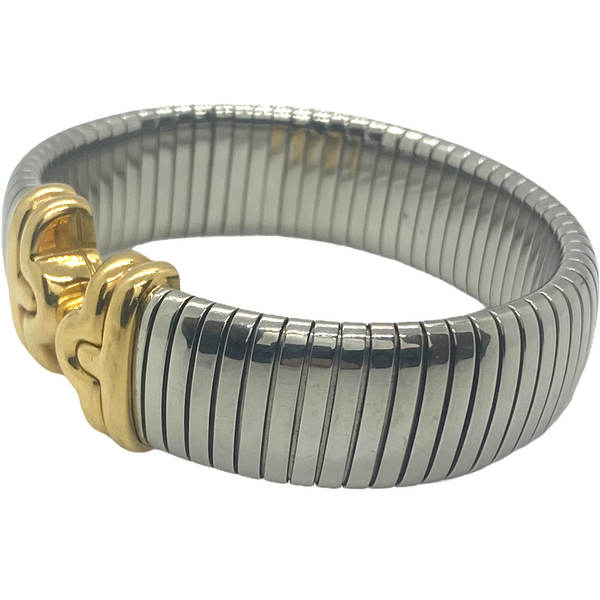 Bulgari Tubogas Gold and Steel Cuff Bracelet
