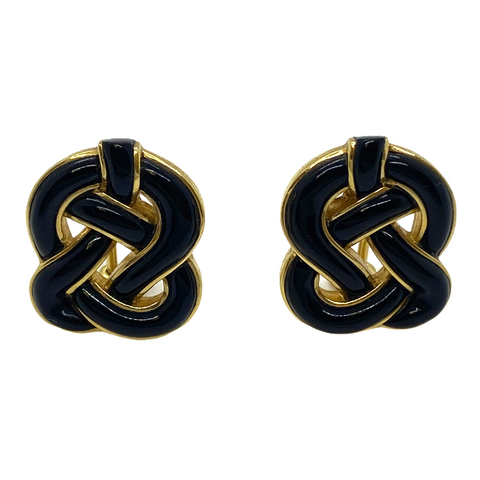 Tiffany & Co. Angela Cummings Gold Onyx Knot Earrings