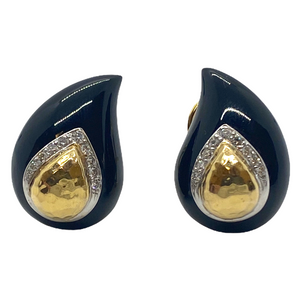 Maz Gold Onyx Diamond Teardrop Earrings