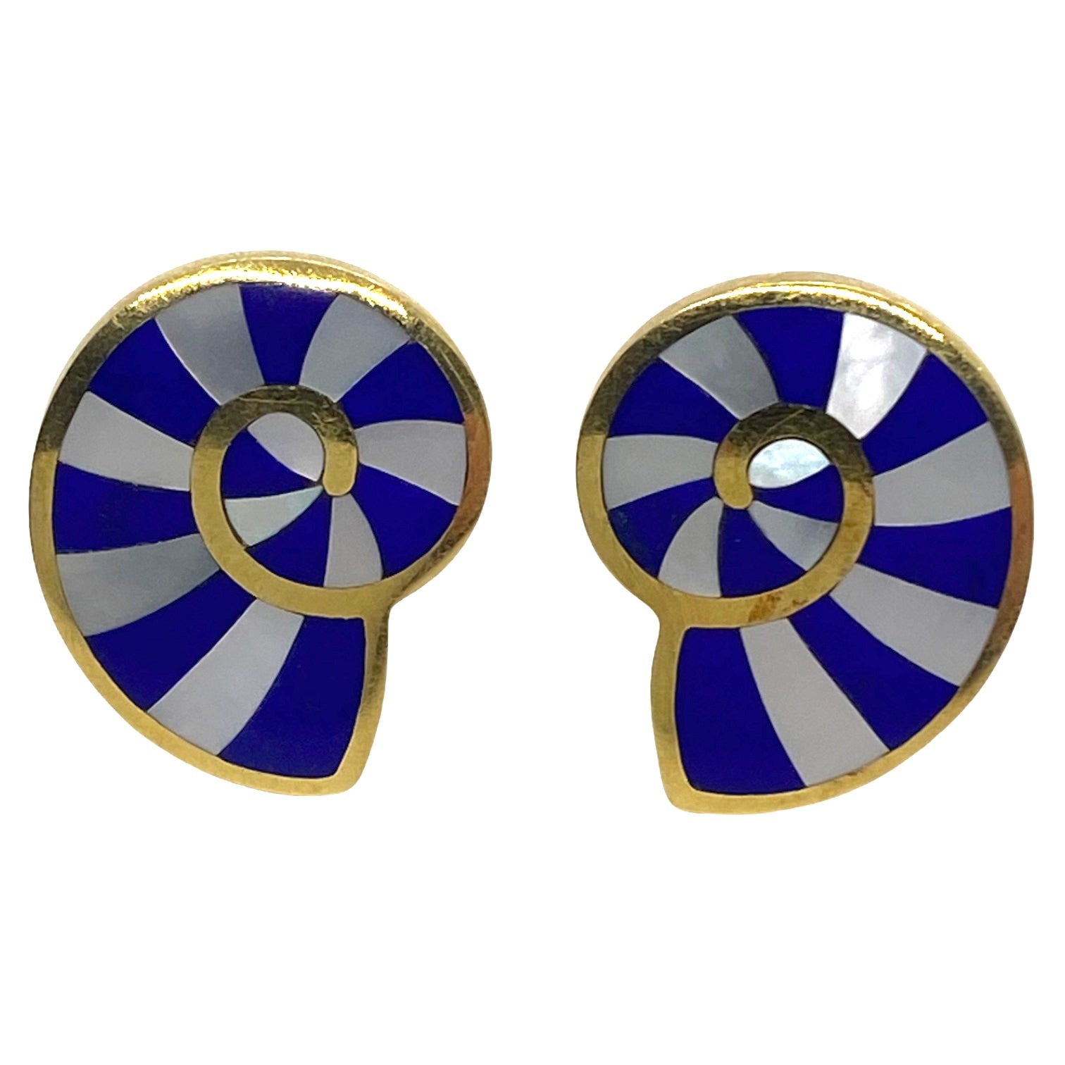 Tiffany & Co Angela Cummings Lapis Mother of Pearl Shell Earrings